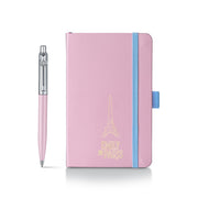 Sheaffer Emily in Paris Sentinel Pink Matte Ballpoint Pen with Chrome Trim & Small Hardbound Notebook Gift Set