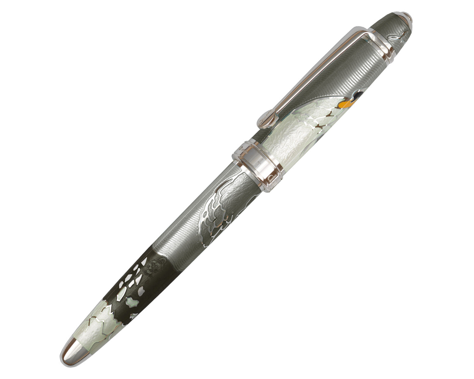 David Oscarson Hans Christian Andersen Rollerball Pen - Translucent Grey, Mossy Black and White