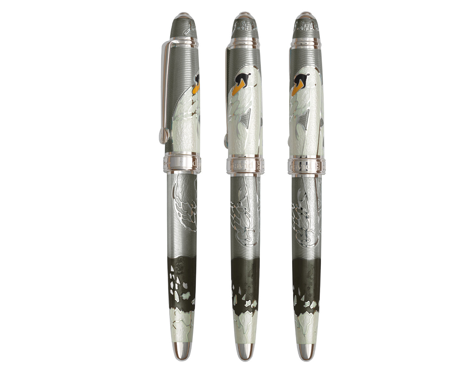 David Oscarson Hans Christian Andersen Rollerball Pen - Translucent Grey, Mossy Black and White