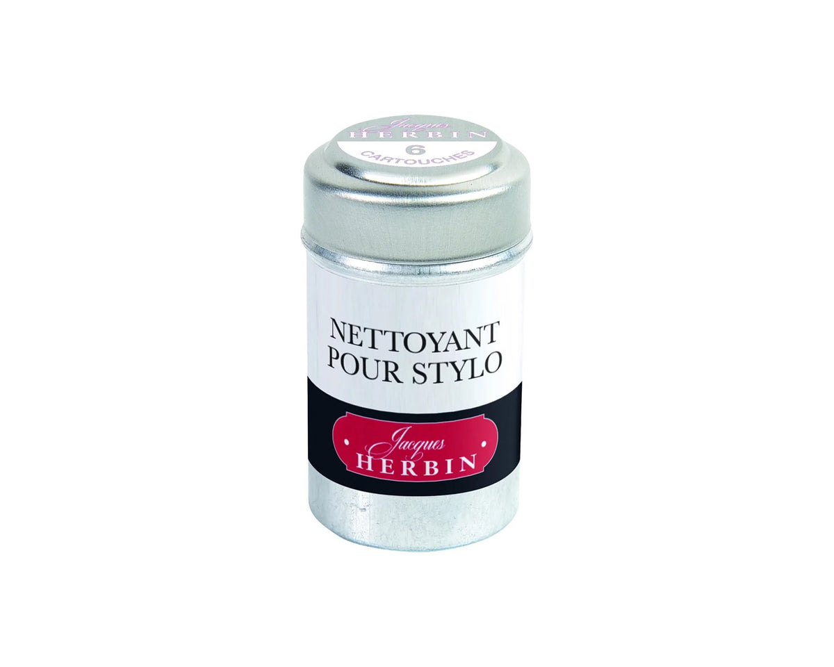 Jacques Herbin Fountain Pen Cleaning Solution - Tin of 6 Cartridges