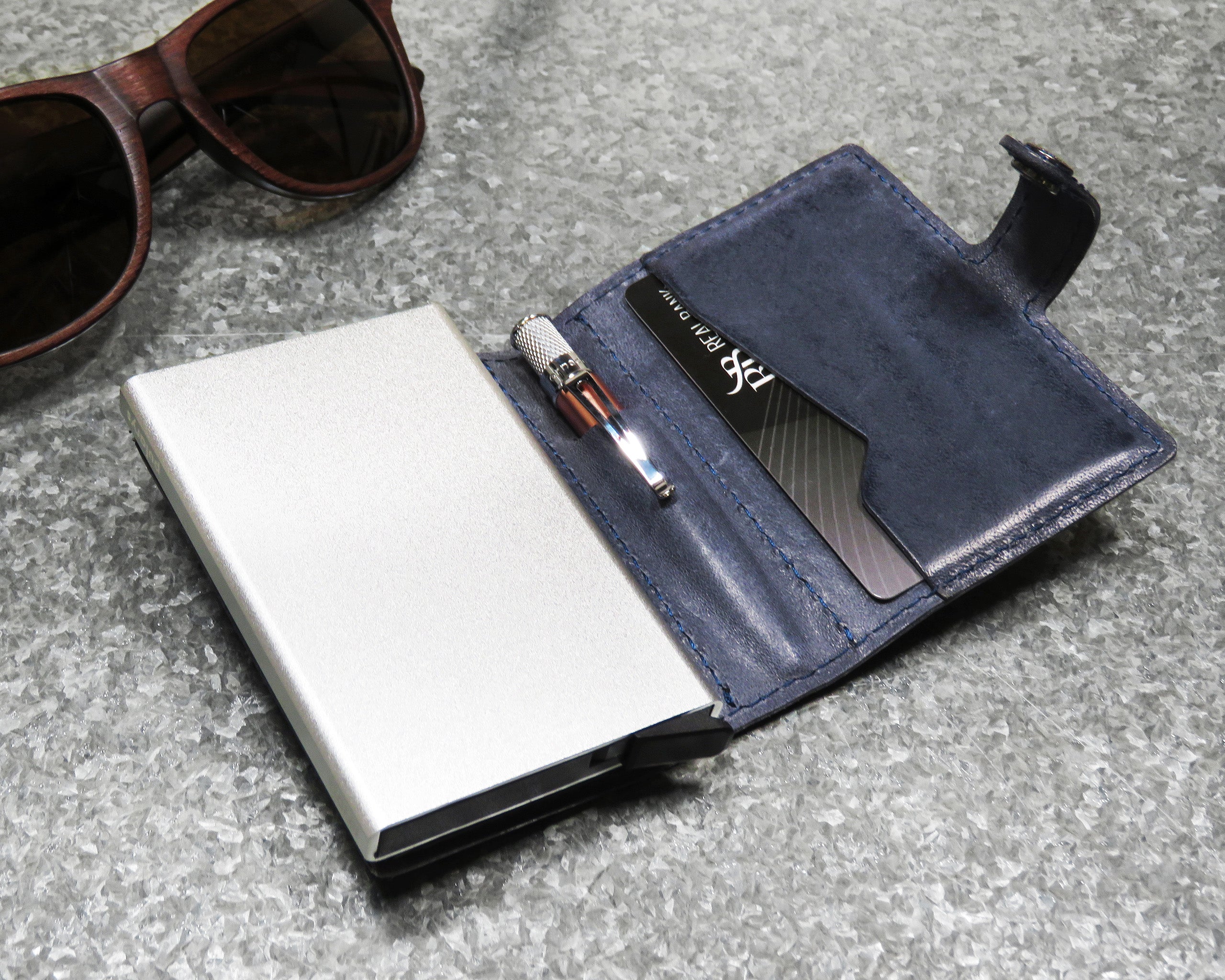 Retro51 Modern Traveler Wallet - Navy With Copper Tornado™ Elite Pen