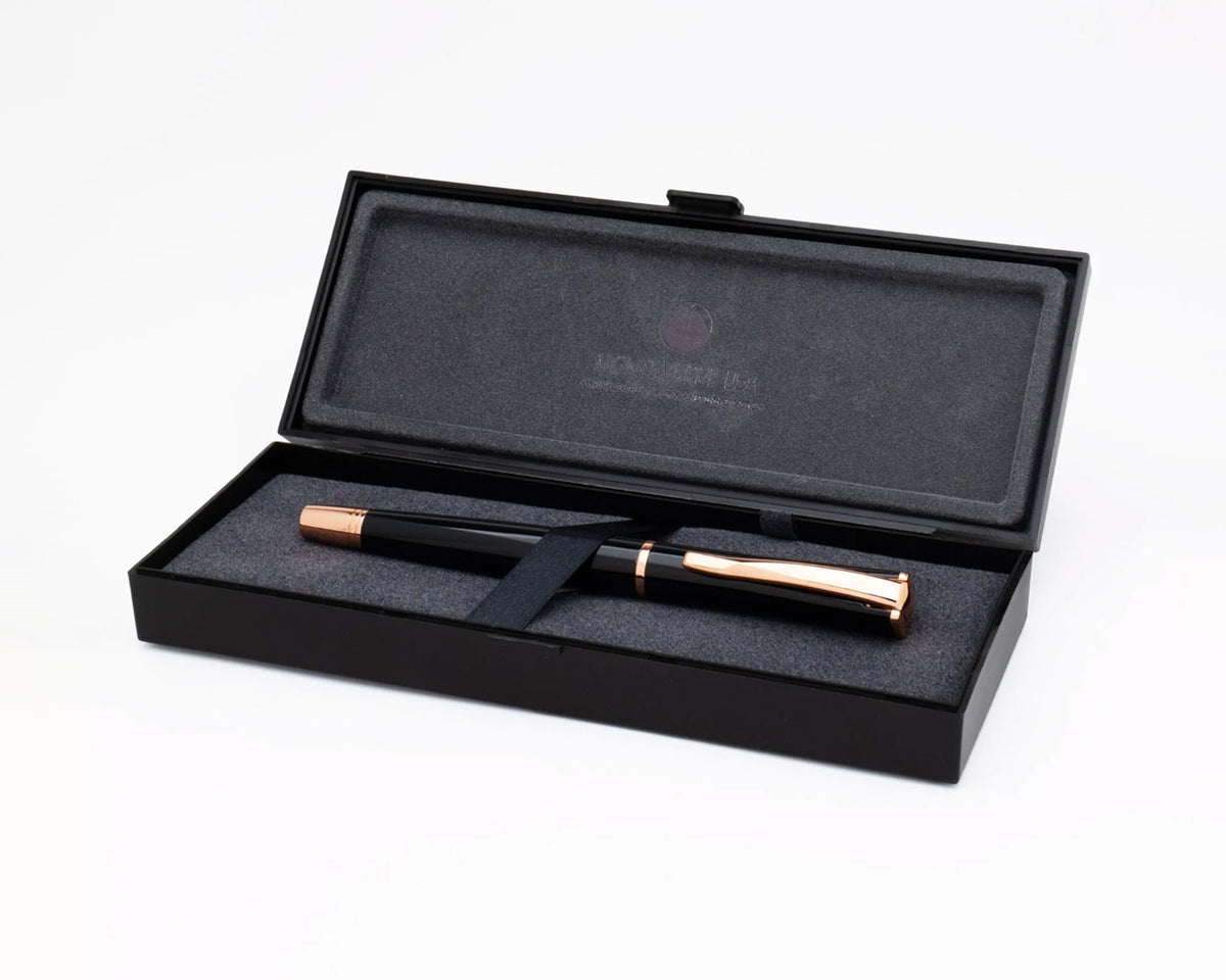 Monteverde Impressa Black with Rose Gold Trim Rollerball Pen