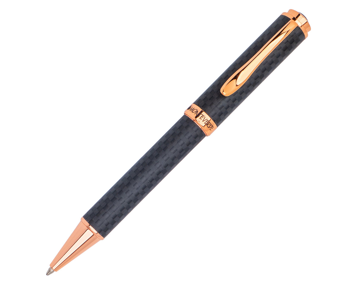 Monteverde Innova Matte Carbon Fiber Ballpoint Pen with Rose Gold Trim