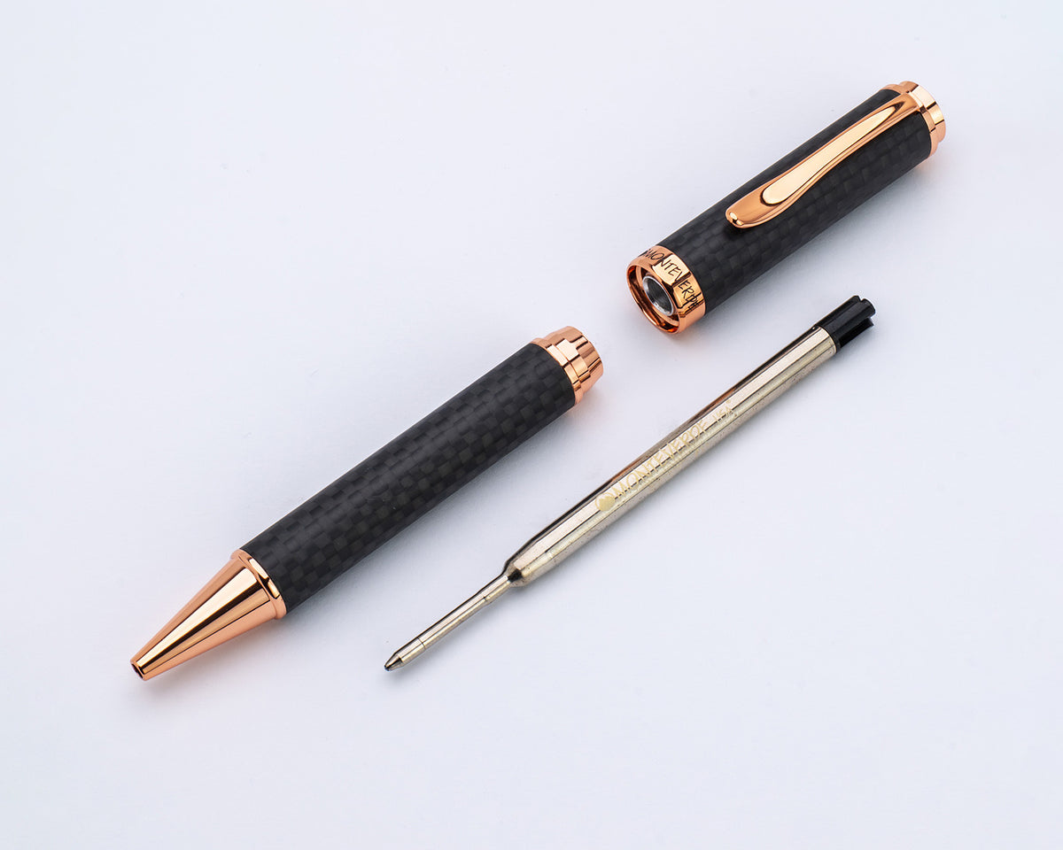 Monteverde Innova Matte Carbon Fiber Ballpoint Pen with Rose Gold Trim