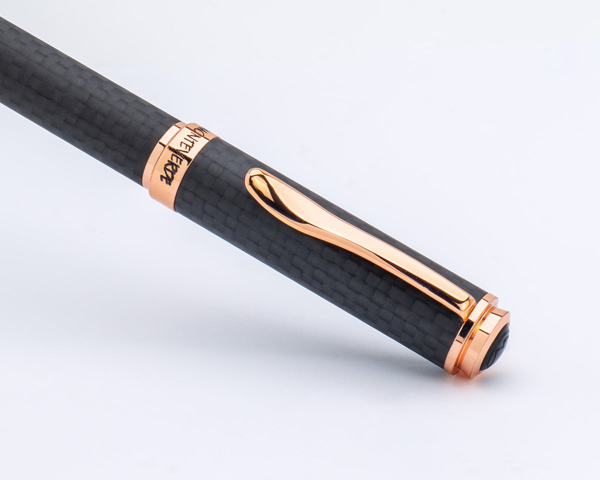 Monteverde Innova Matte Carbon Fiber Fountain Pen with Rose Gold Trim