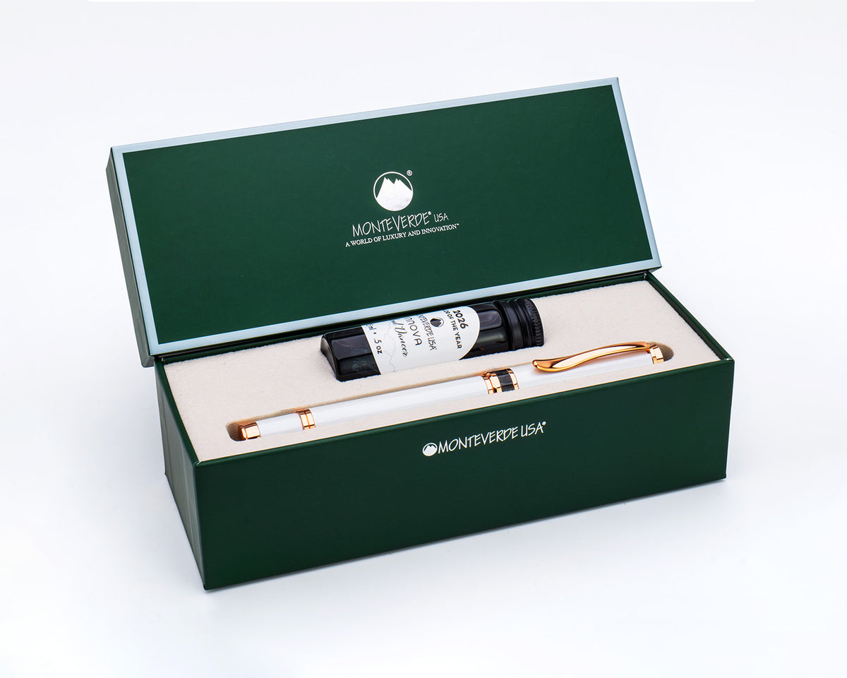 Monteverde Innova Color of The Year 2026 Cloud Dancer with Rose Gold Trim Fountain Pen Set (Limited Edition)
