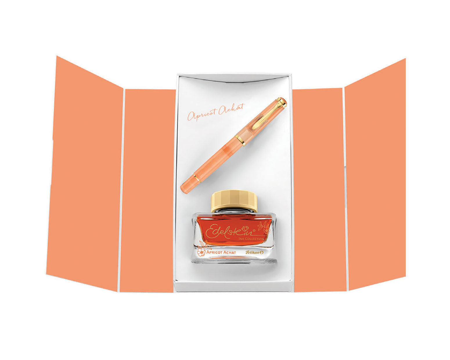 Pelikan S.E. M200 Apricot Achat Fountain Pen/Ink Set