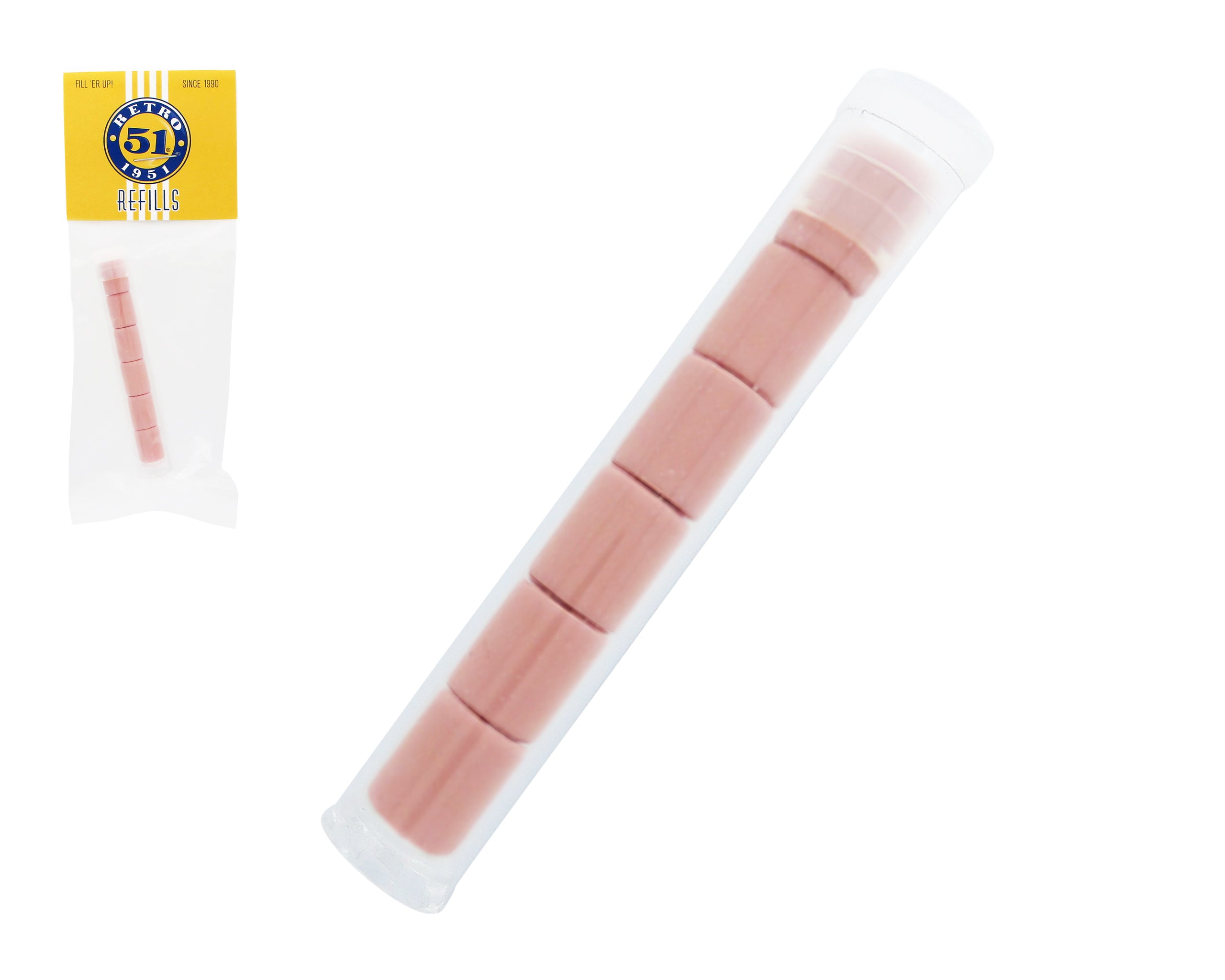 Retro51 Tornado Pencil Pink Erasers 6 Pack Refills