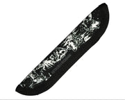 Black pen sleeve with white wolf design on a white background
