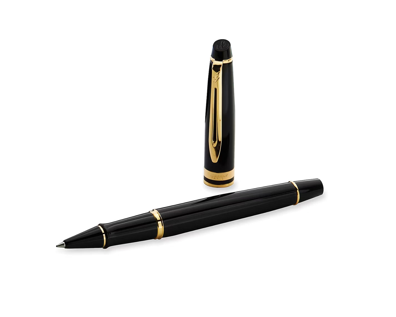 Waterman Expert Rollerball Pen - Black with Gold Trim