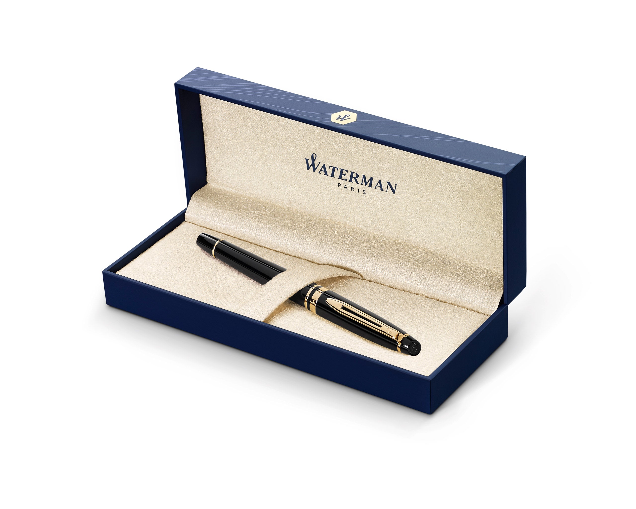 Waterman Expert Rollerball Pen - Black with Gold Trim