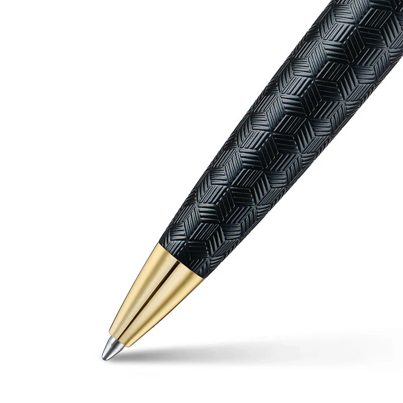Sheaffer 300 Engraved Matte Black with Chrome Cap/PVD Gold Trim Ballpoint Pen