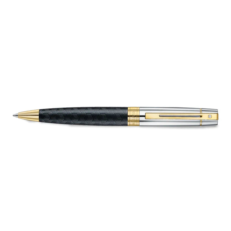 Sheaffer 300 Engraved Matte Black with Chrome Cap/PVD Gold Trim Ballpoint Pen