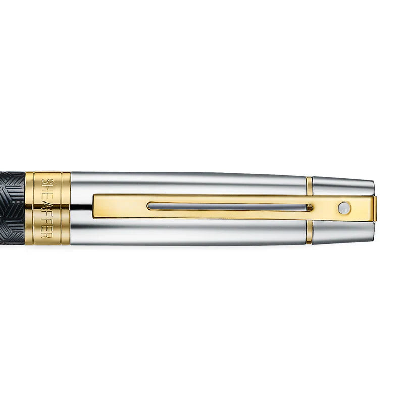 Sheaffer 300 Engraved Matte Black with Chrome Cap/PVD Gold Trim Ballpoint Pen