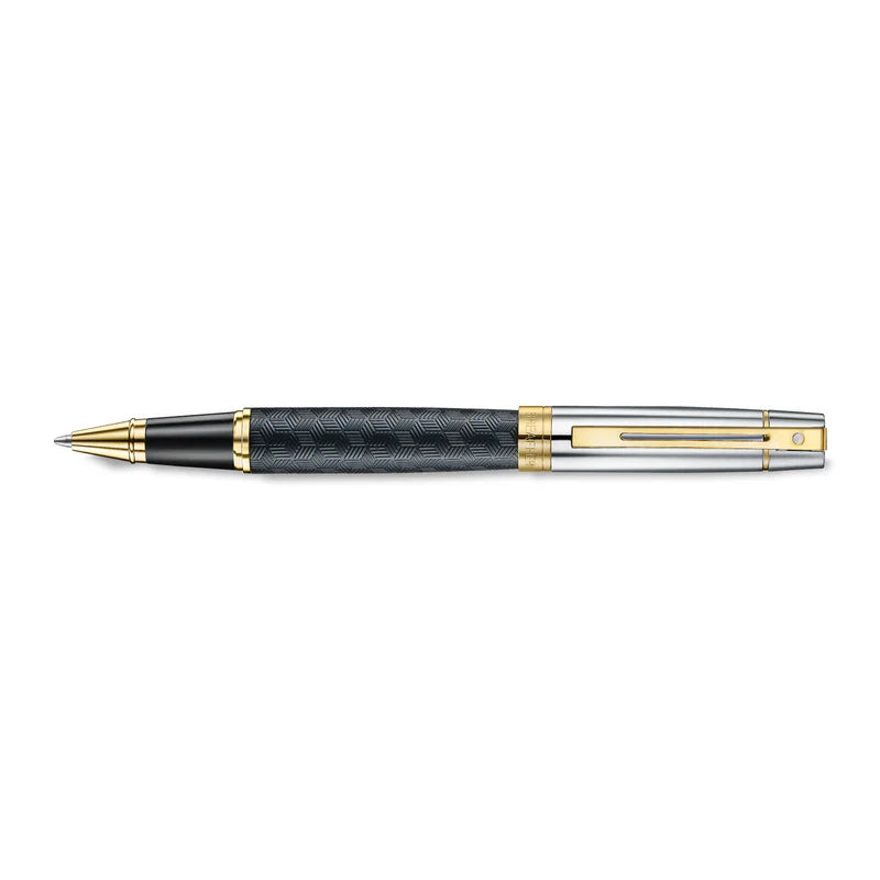 Sheaffer 300 Engraved Matte Black with Chrome Cap/PVD Gold Trim Rollerball Pen
