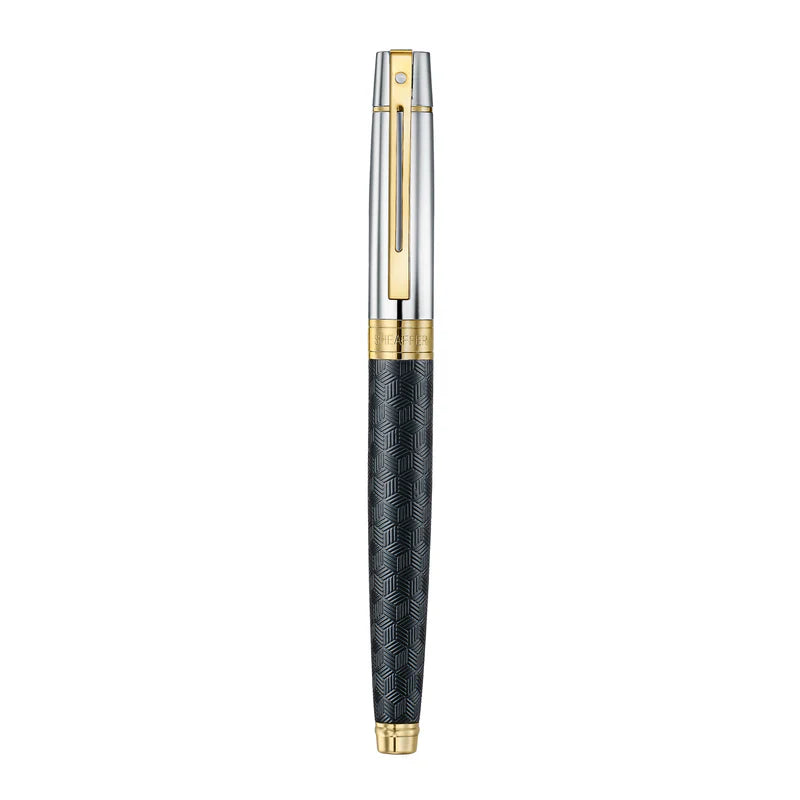 Sheaffer 300 Engraved Matte Black with Chrome Cap/PVD Gold Trim Rollerball Pen