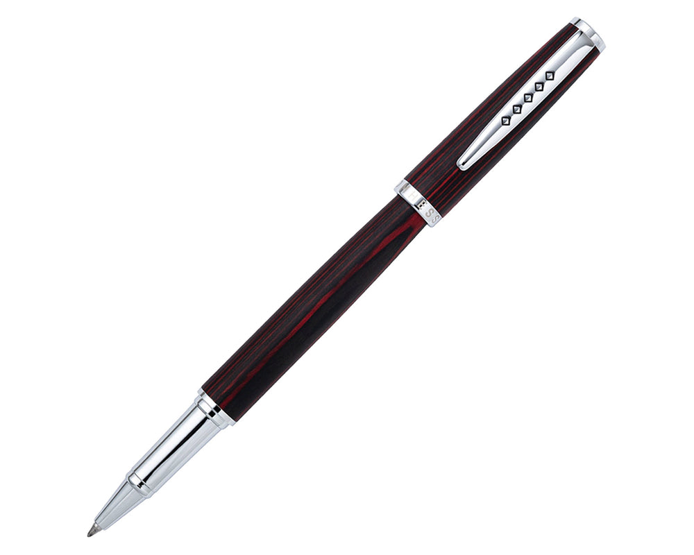 Tom Hessin Edinburgh Collection Forth Bridge Red Rollerball Pen with Chrome Trim