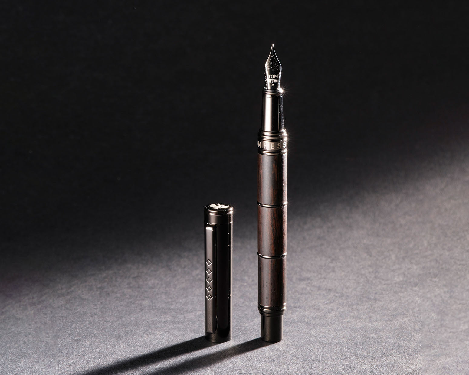 Tom Hessin Revolution Collection Charcoal Wooden Barrel Fountain Pen