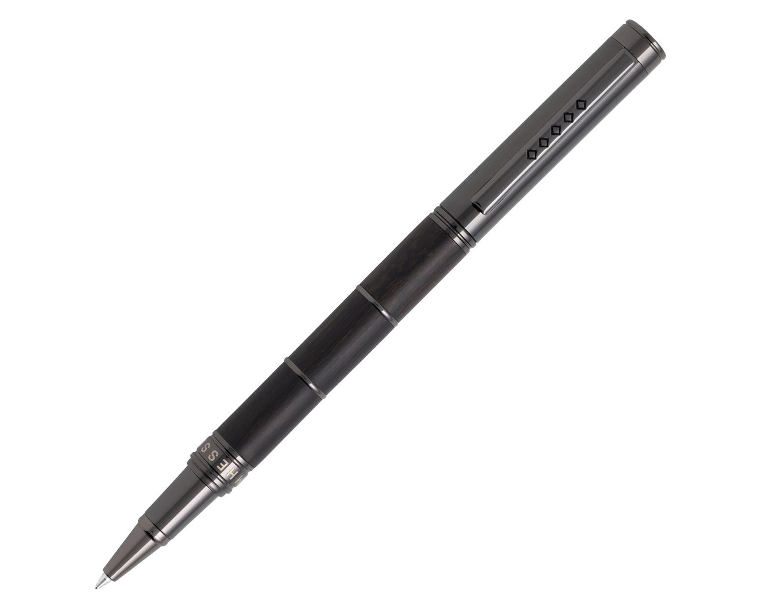 Tom Hessin Revolution Collection Charcoal Wooden Barrel Rollerball Pen