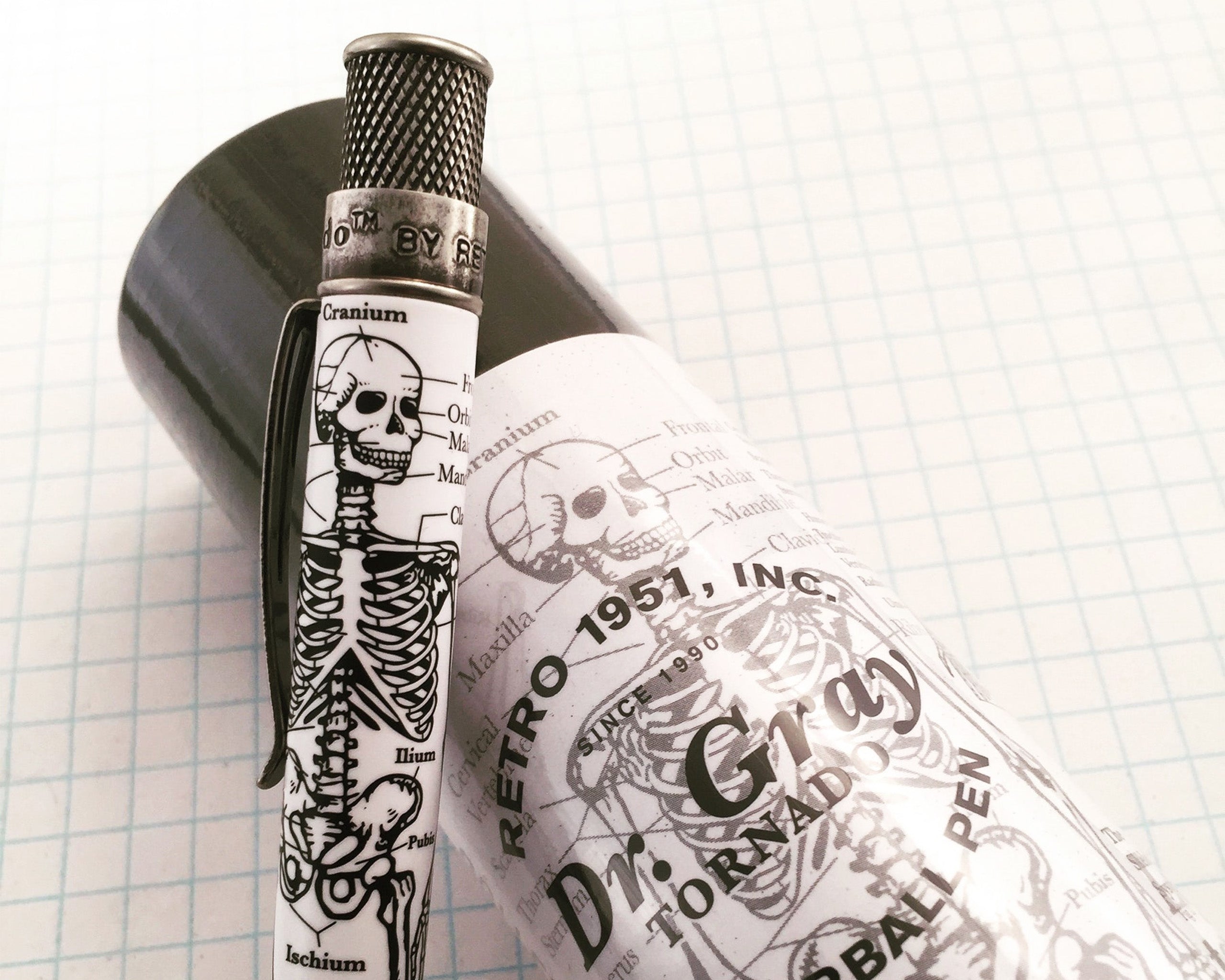 Retro51 Tornado™ Vintage Metalsmith Dr. Gray Skeleton Rollerball Pen