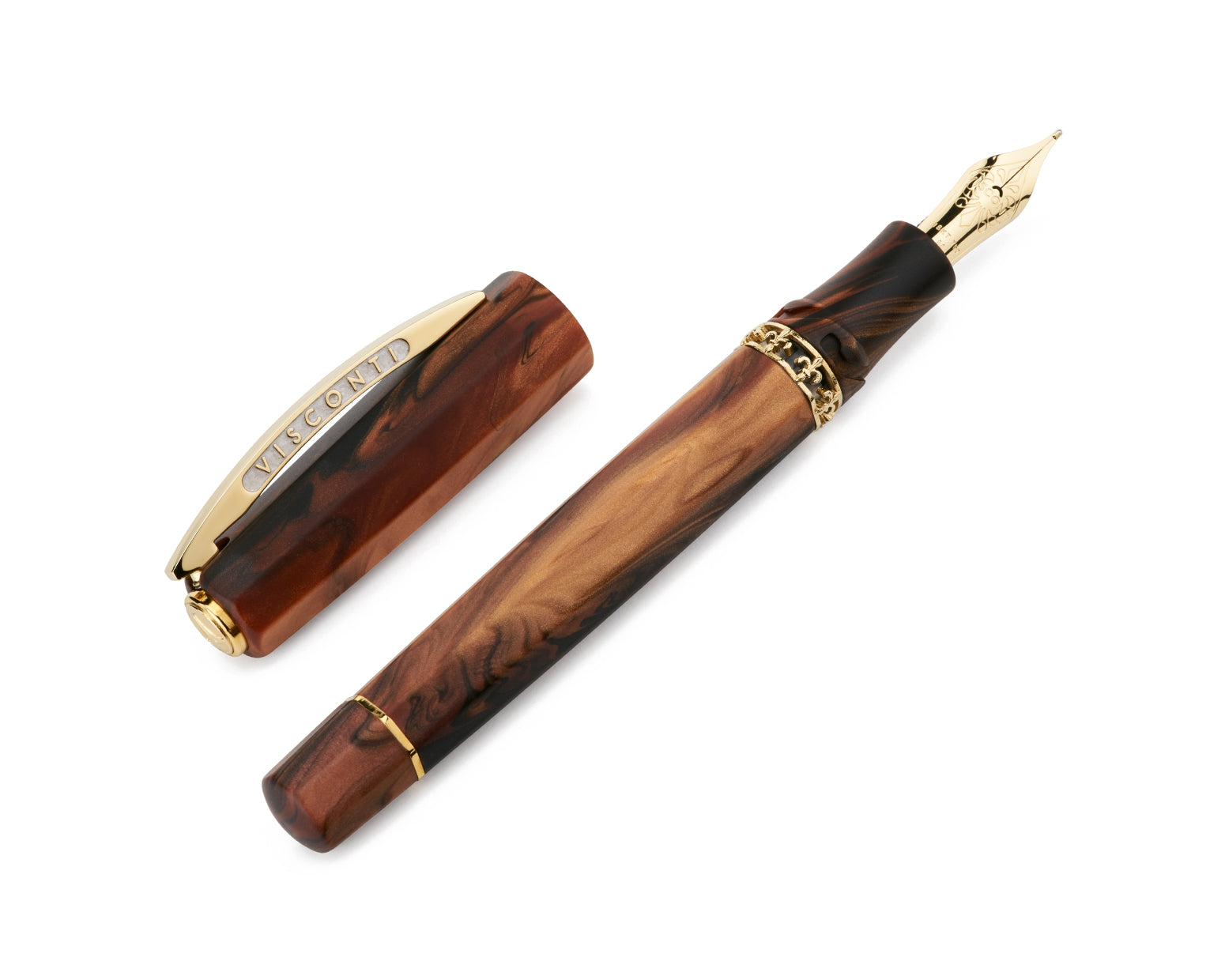 Visconti Medici Briarwood Fountain Pen with Gold Trim