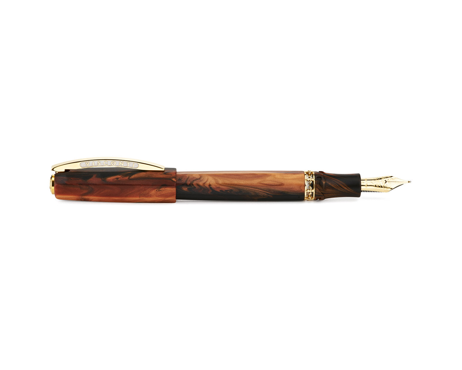 Visconti Medici Briarwood Fountain Pen with Gold Trim