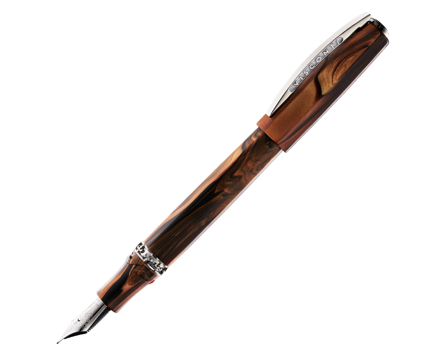 Visconti Medici Briarwood Fountain Pen with Ruthenium Trim