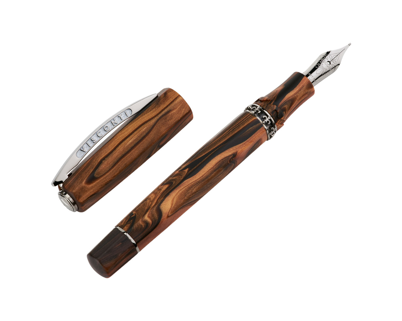 Visconti Medici Briarwood Fountain Pen with Ruthenium Trim