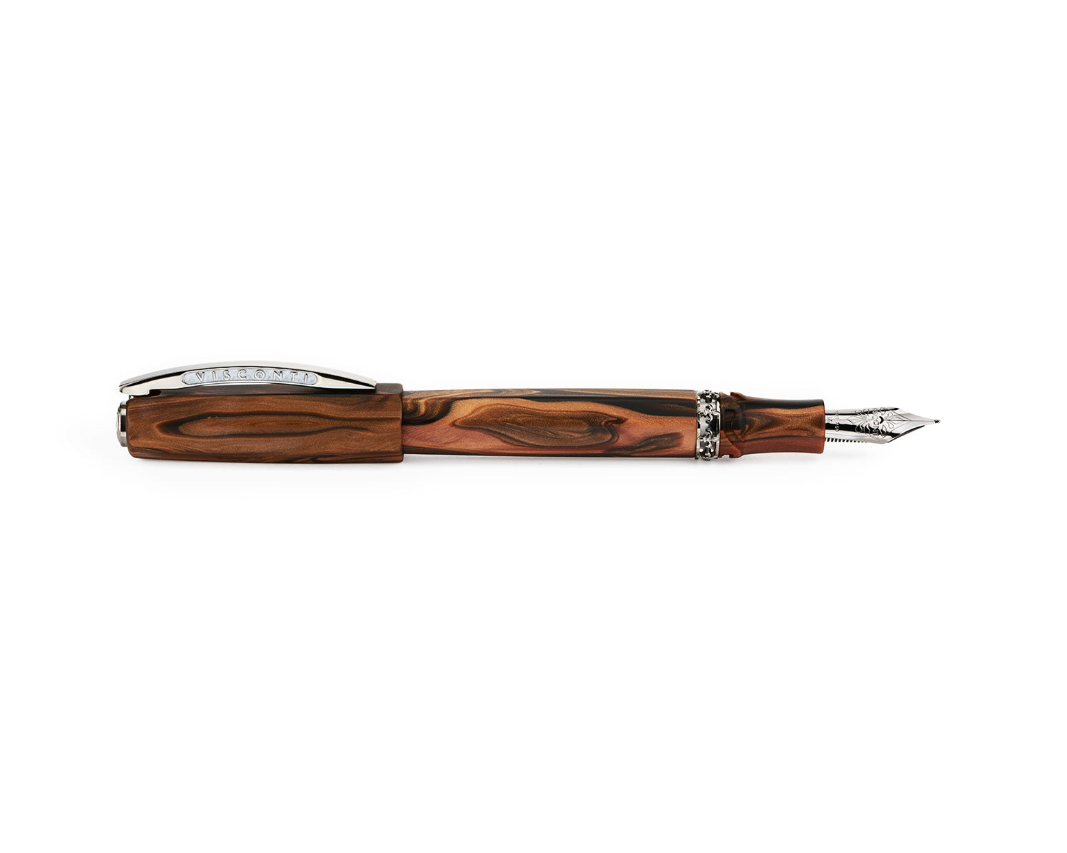 Visconti Medici Briarwood Fountain Pen with Ruthenium Trim