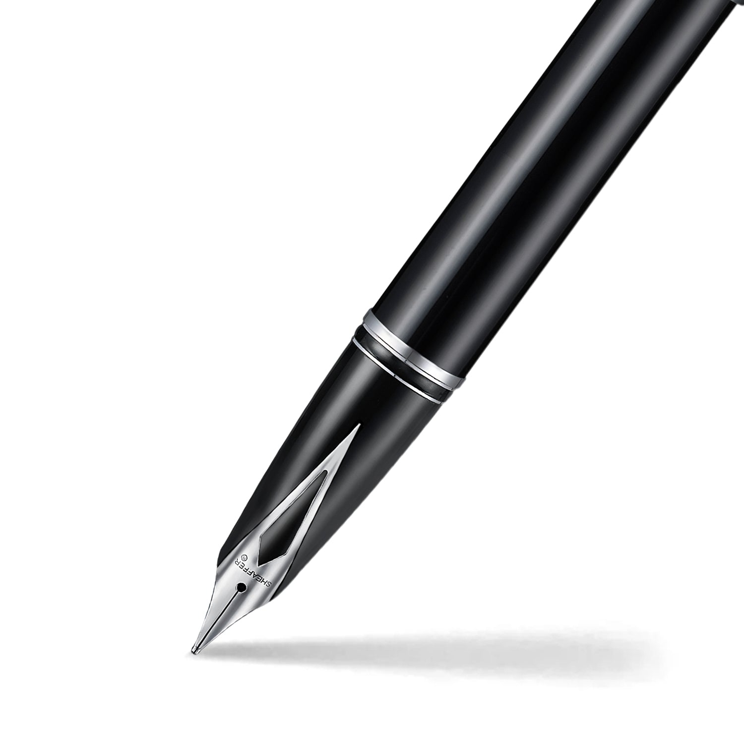 Sheaffer Legacy Glossy Black Fountain Pen with Inlaid Nib and Chrome-Plated Trim