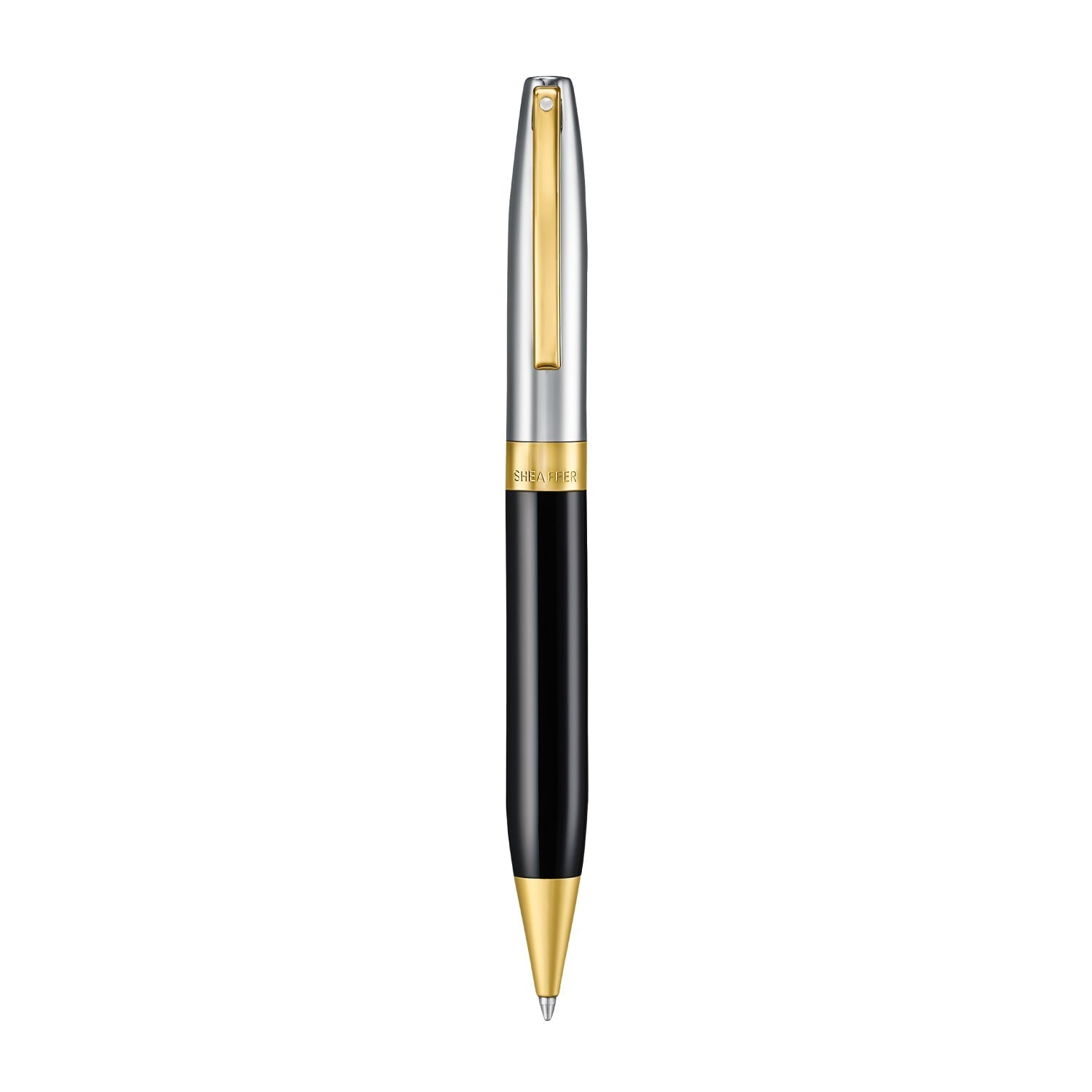 Sheaffer Legacy Glossy Black & Chrome Ballpoint Pen with 14k PVD Gold-Plated Trim