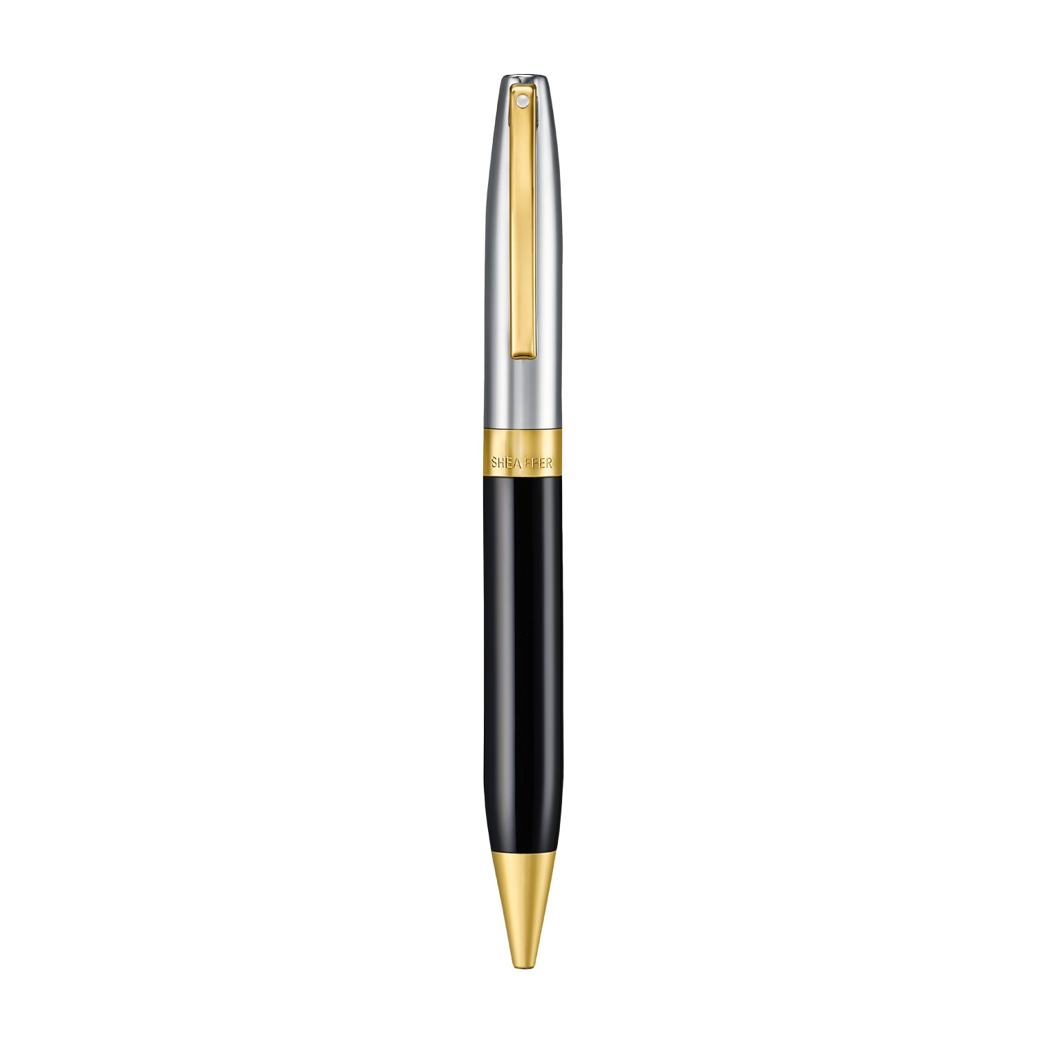 Sheaffer Legacy Glossy Black & Chrome Ballpoint Pen with 14k PVD Gold-Plated Trim