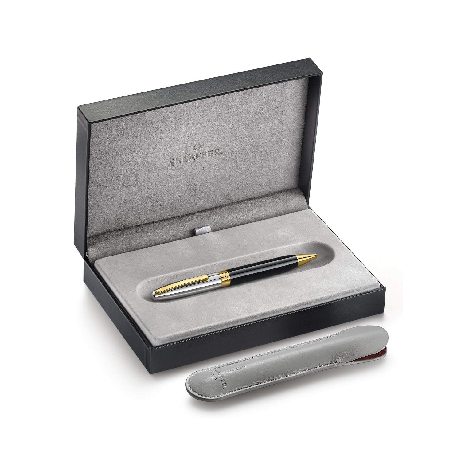 Sheaffer Legacy Glossy Black & Chrome Ballpoint Pen with 14k PVD Gold-Plated Trim