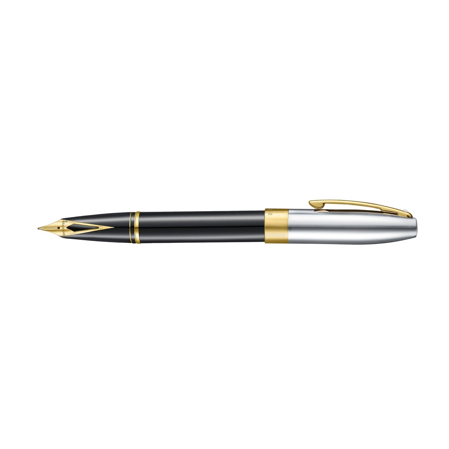 Sheaffer Legacy Glossy Black and Chrome Fountain Pen with 14k PVD Gold-Plated Inlaid Nib and Trims
