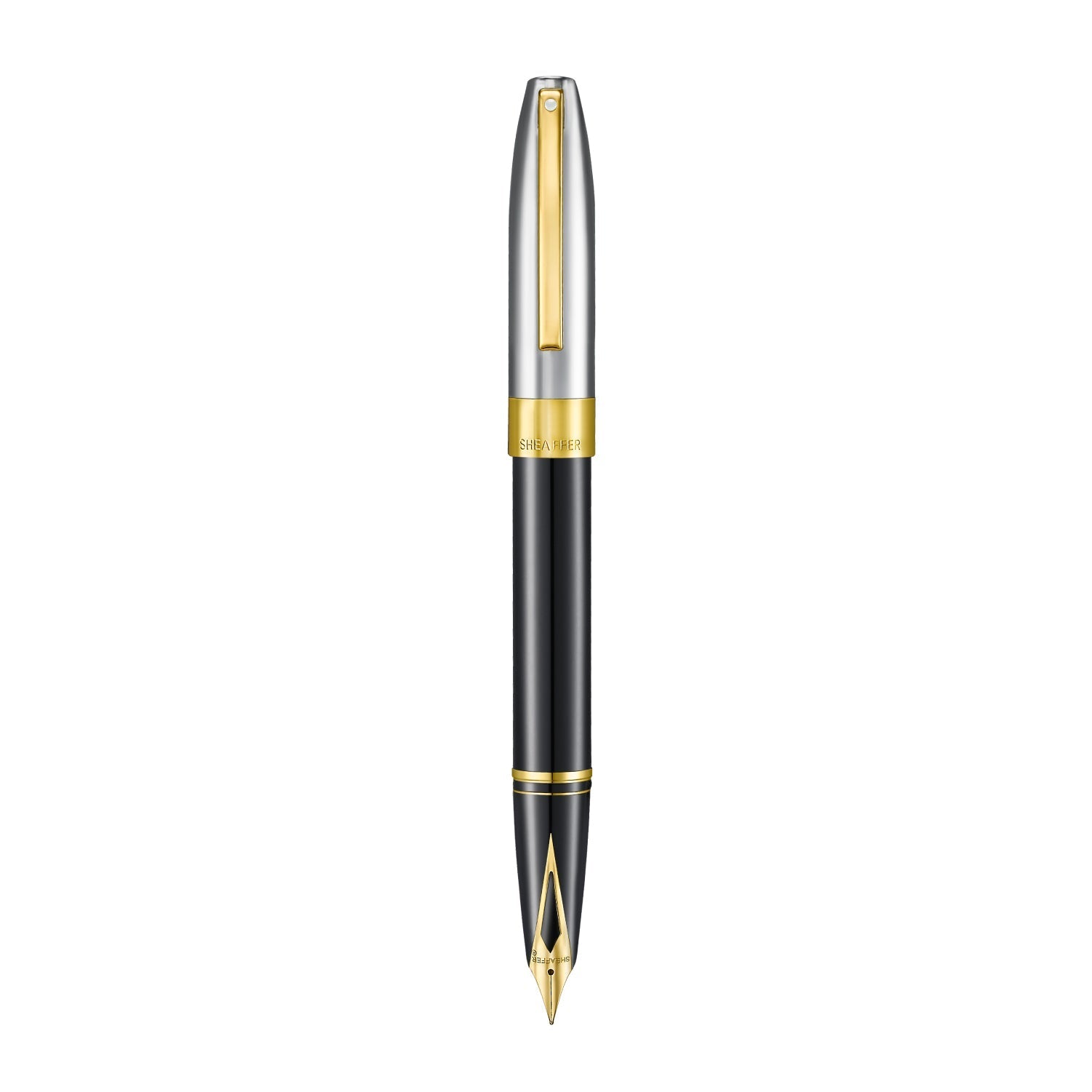 Sheaffer Legacy Glossy Black and Chrome Fountain Pen with 14k PVD Gold-Plated Inlaid Nib and Trims