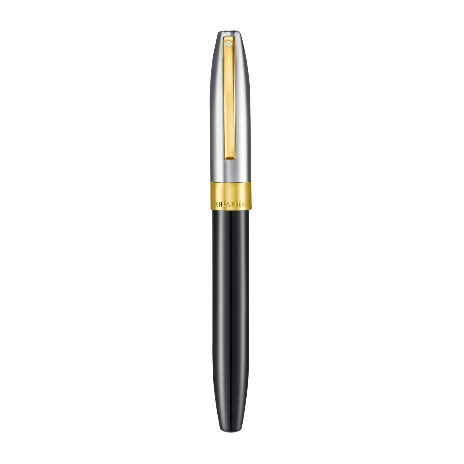 Sheaffer Legacy Glossy Black and Chrome Fountain Pen with 14k PVD Gold-Plated Inlaid Nib and Trims