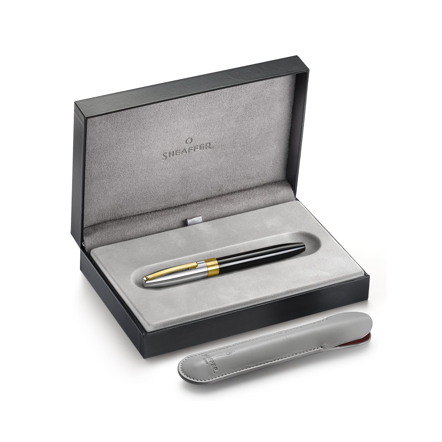 Sheaffer Legacy Glossy Black and Chrome Fountain Pen with 14k PVD Gold-Plated Inlaid Nib and Trims