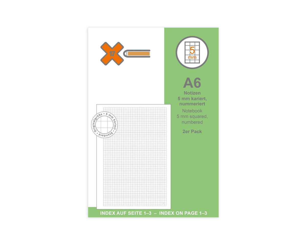 X17 Notes A6 Notebook Refills - Graph - 2 Pack