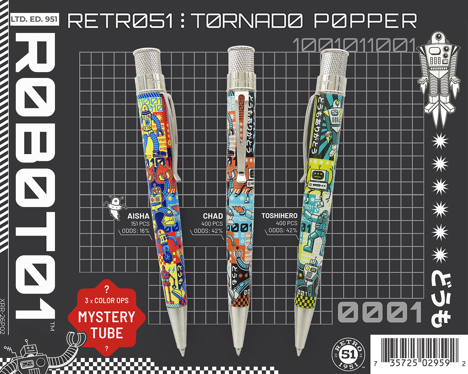 Retro51 Popper R0B0T01 Tornado™ Rollerball Pen
