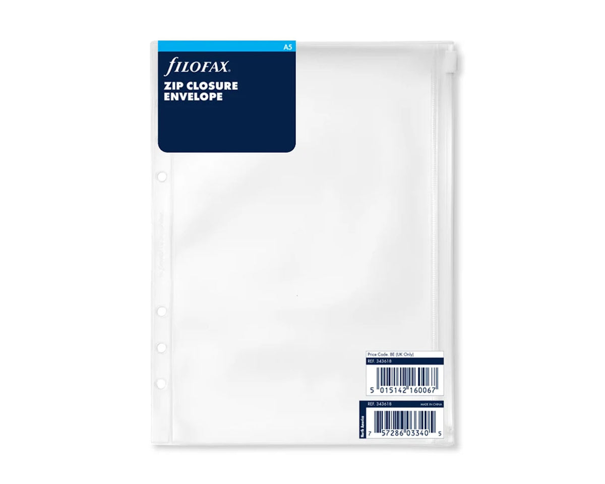 Filofax A5 Transparent Zip Closure Envelope