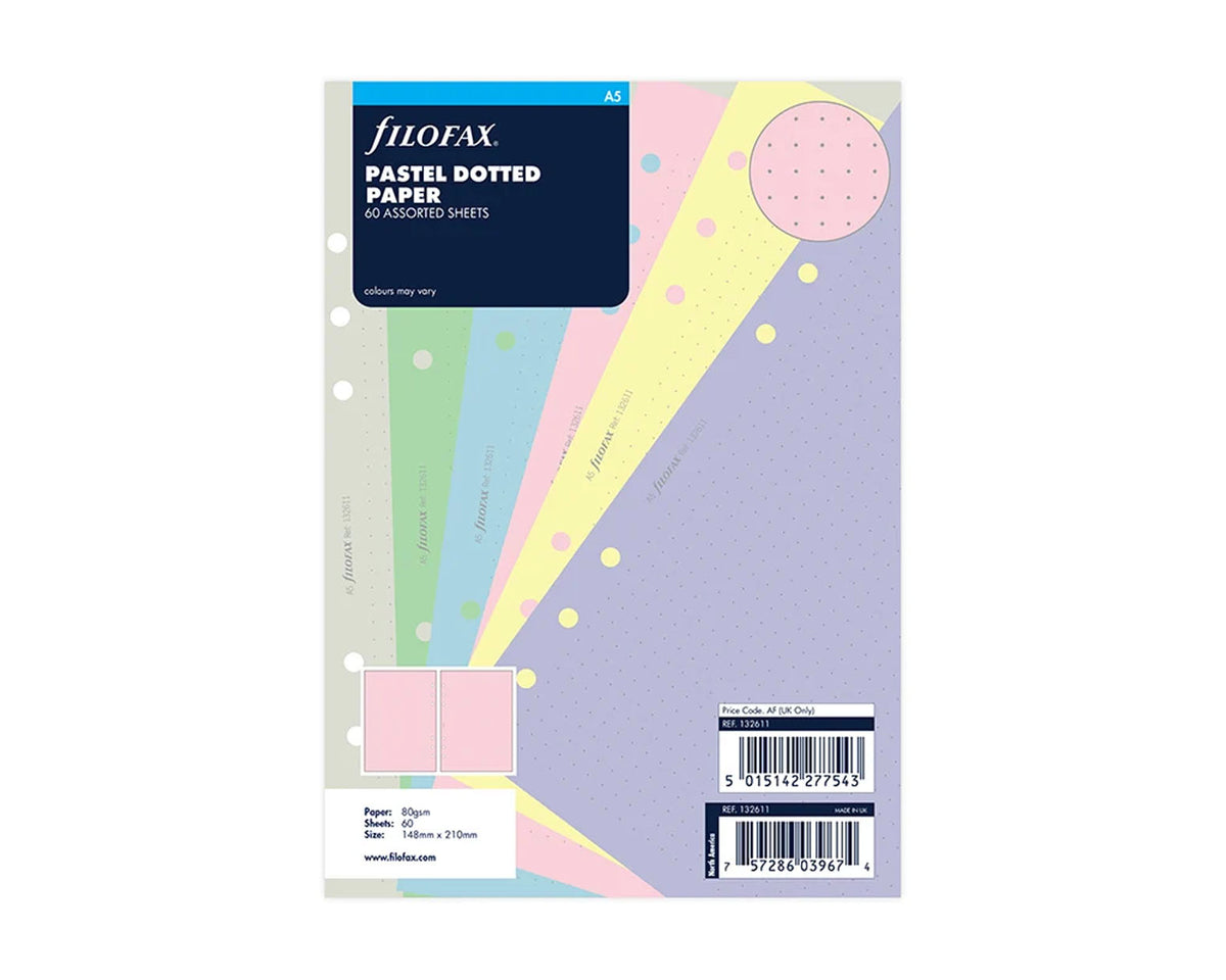Filofax A5 Journal Pastel Dotted - 60 Assorted Refill Sheets