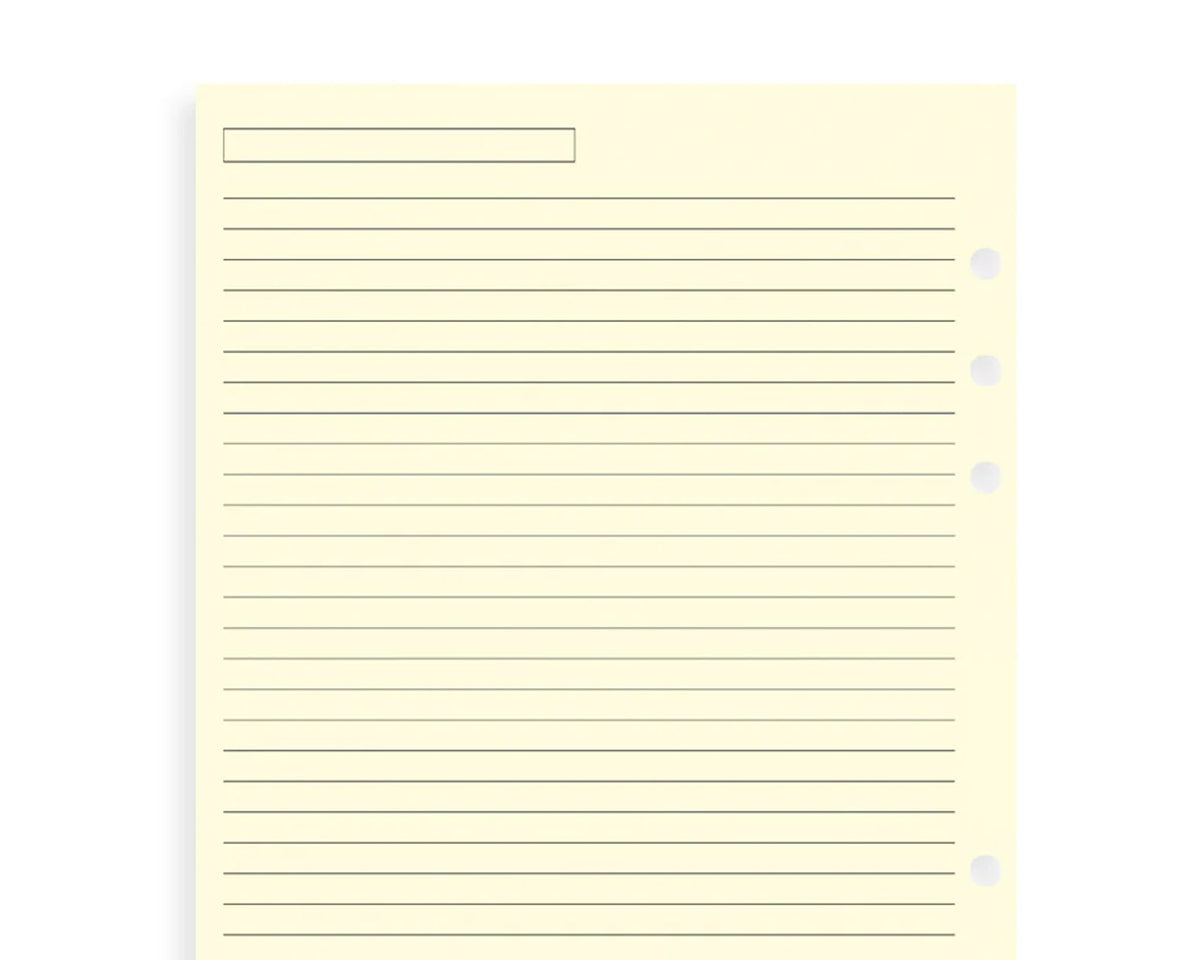Filofax A5 Cream Ruled Notepaper Refill Sheets