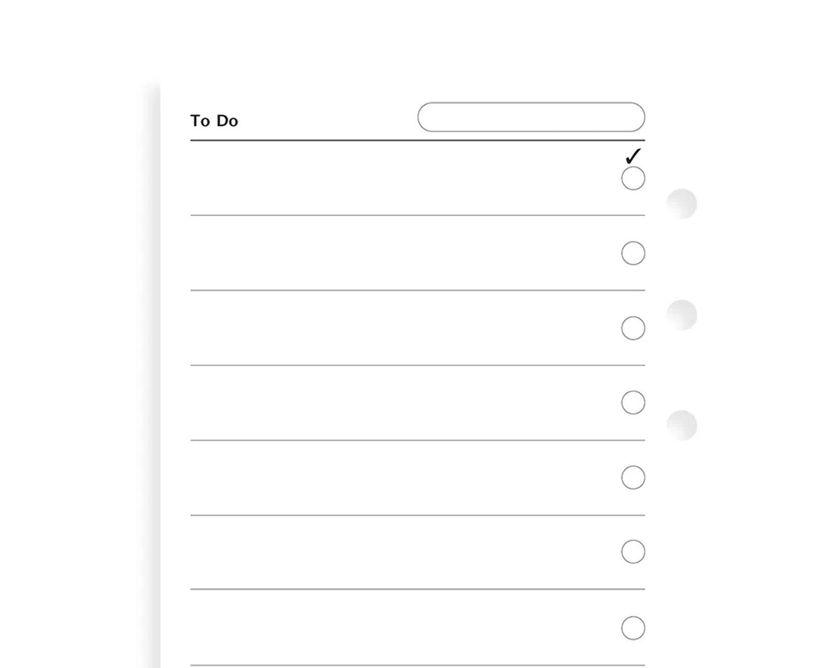 Filofax Personal To Do Refill Sheets