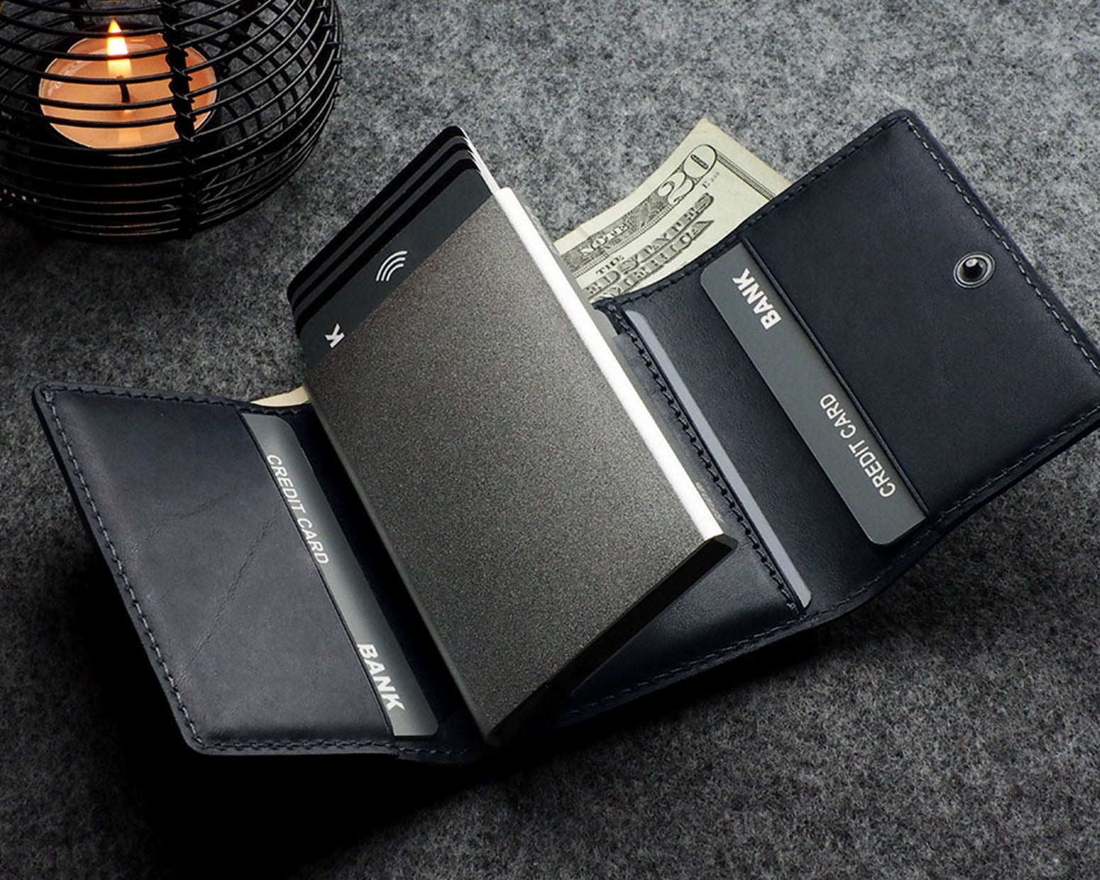 Pularys BOSTO Wallet - Nomad Leather in Navy