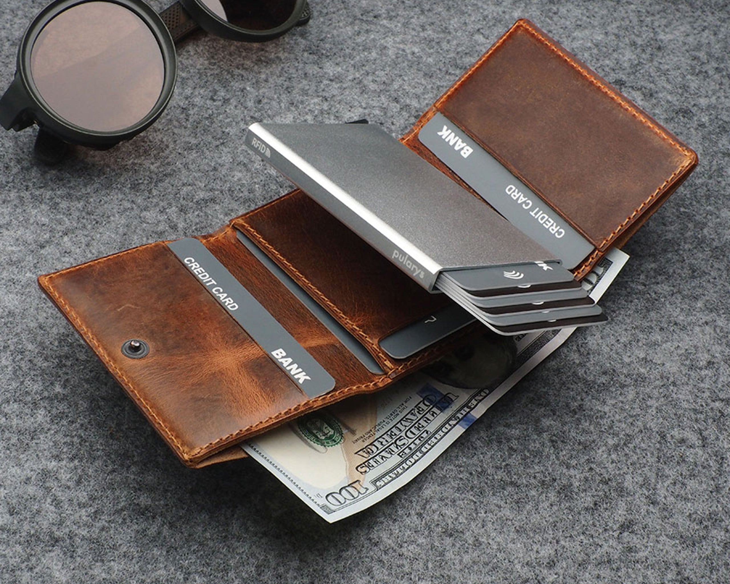 Pularys BOSTO Wallet - Vintage Saddle Leather in Brown