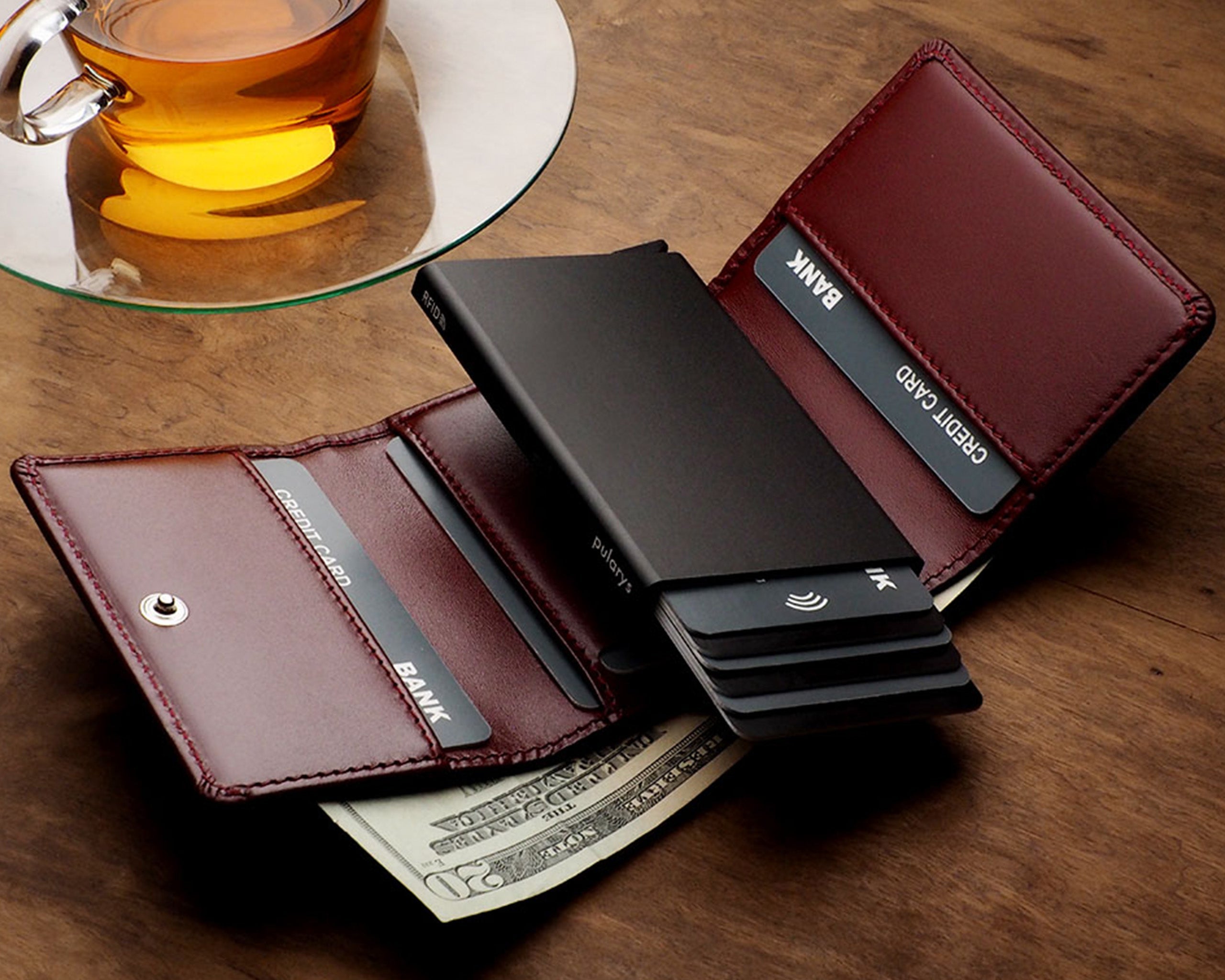 Pularys BOSTO Wallet - Italia Leather in Cherry