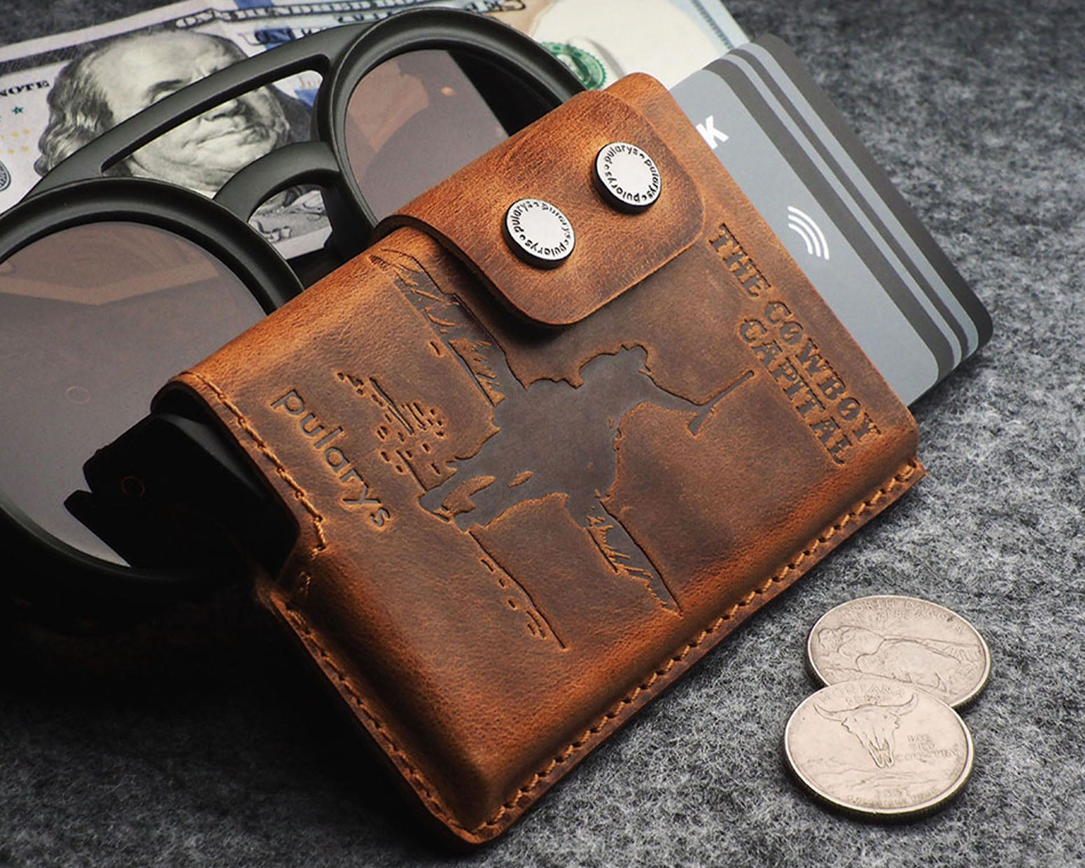 Pularys FUNKY Wallet - Cowboy Capitol Decor in Brown