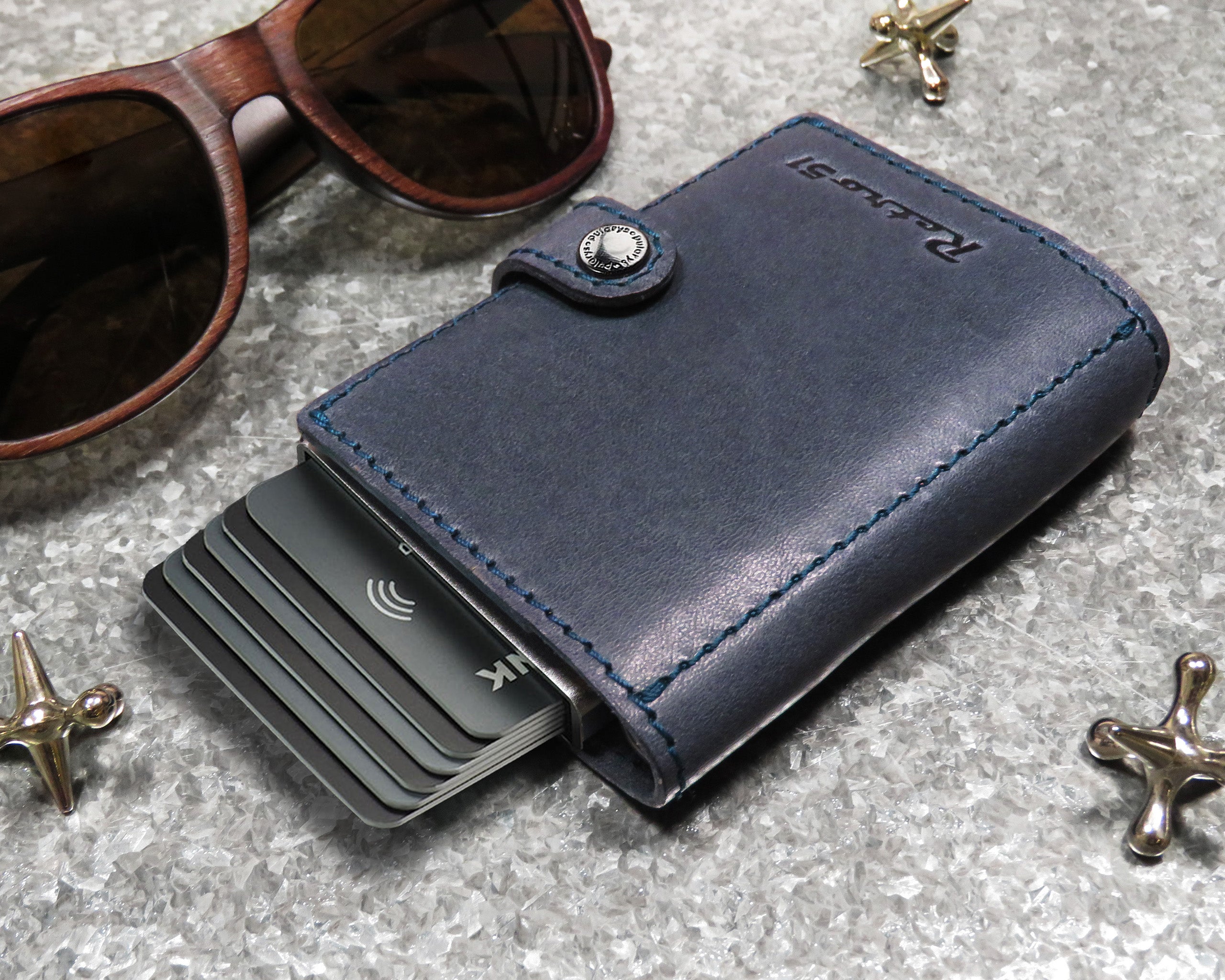 Retro51 Modern Traveler Wallet - Navy With Copper Tornado™ Elite Pen