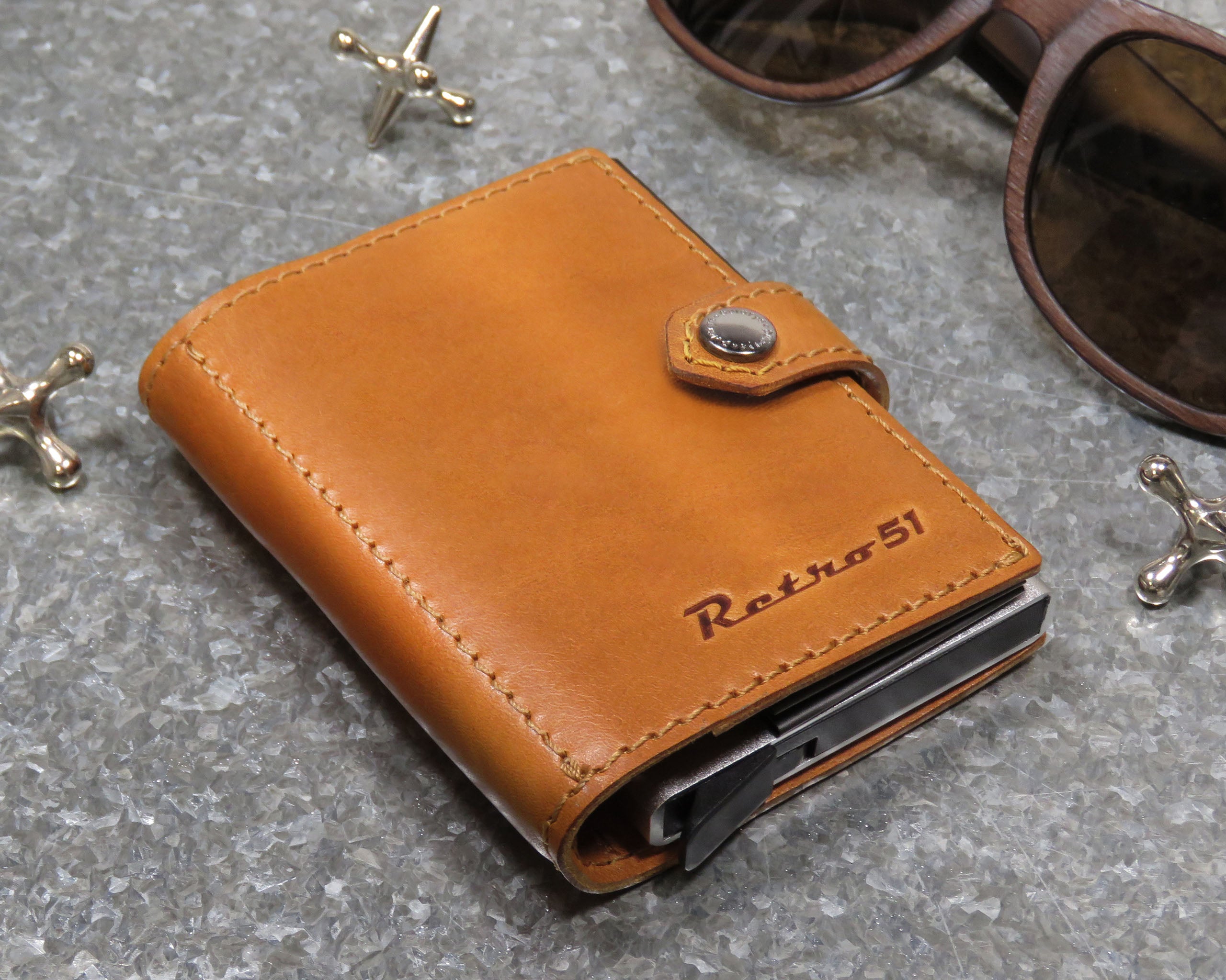 Retro51 Modern Traveler Wallet - Cognac With Turquoise Tornado™ Elite Pen