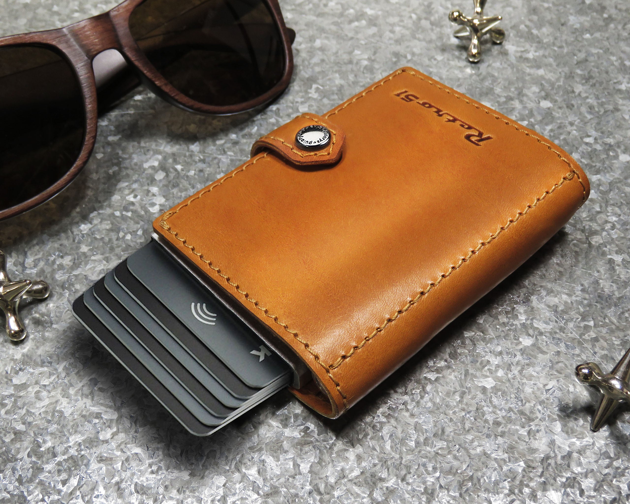 Retro51 Modern Traveler Wallet - Cognac With Turquoise Tornado™ Elite Pen